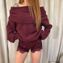 Load image into Gallery viewer, Lace Trim Sequin Shorts