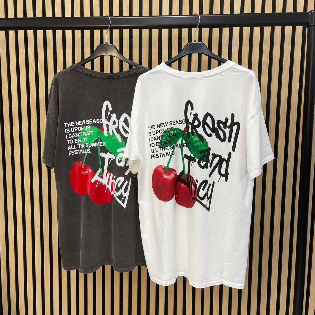 SLOGAN TEES (GRAFFITI CHERRY)