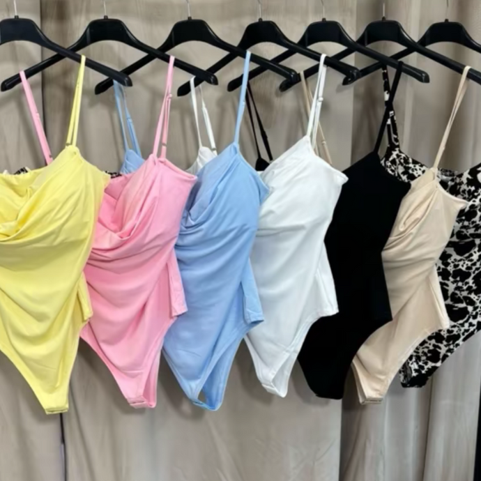 DRAPE SLINKY BODYSUIT (5 COLOURS)