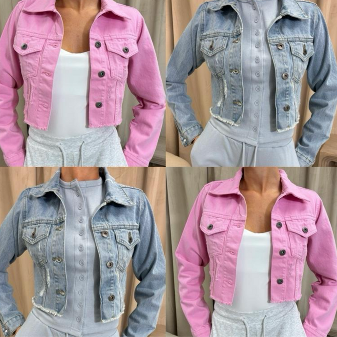 DISTRESSED CROP DENIM JACKET (2 COLOURS)