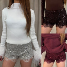 Load image into Gallery viewer, Lace Trim Sequin Shorts

