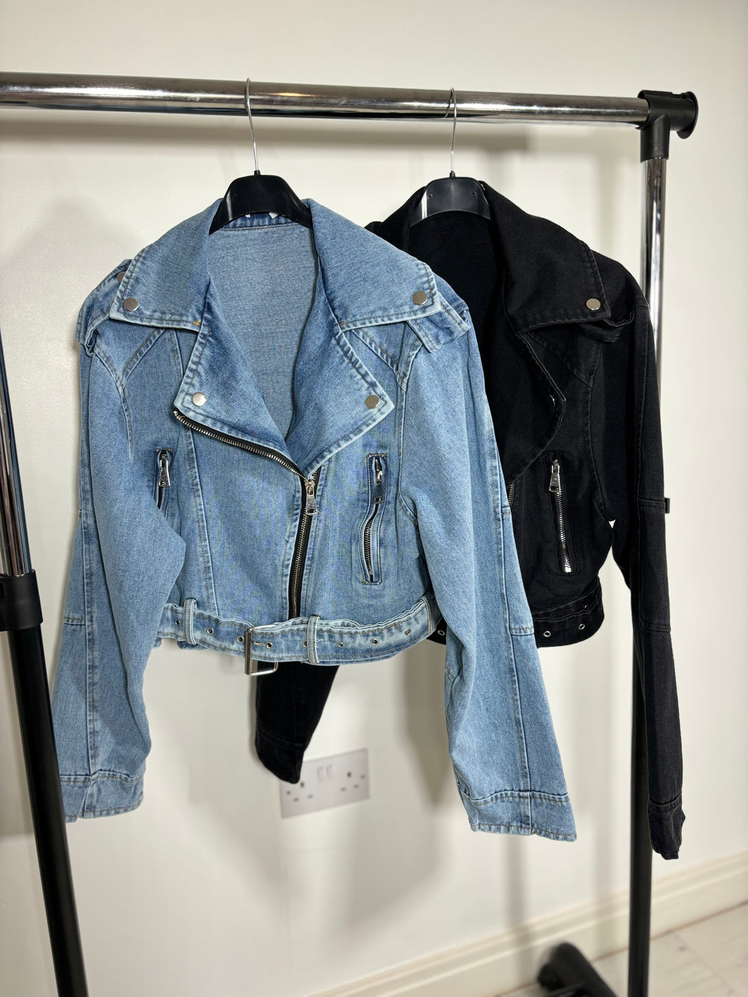 DENIM BIKER JACKET ( 4 COLOURS)