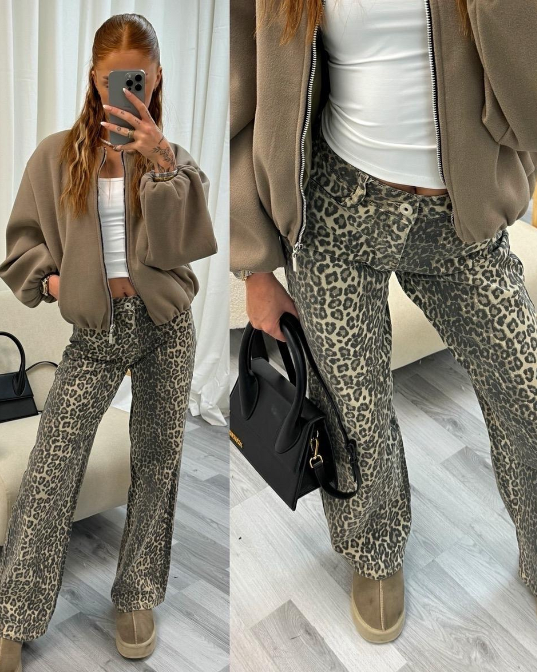 LEOPARD PRINT STRETCH JEANS